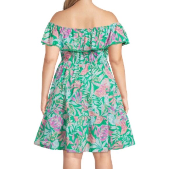Terra & Sky Off The Shoulder Dress - Tropical Summer Orchid Bloom - Picture 3 of 9